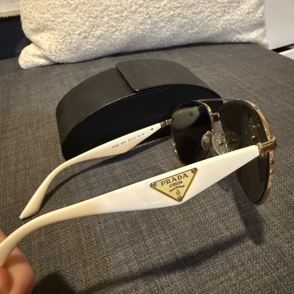 Prada Gold Aviator Sunglasses with Black Case - Picture 4 of 5